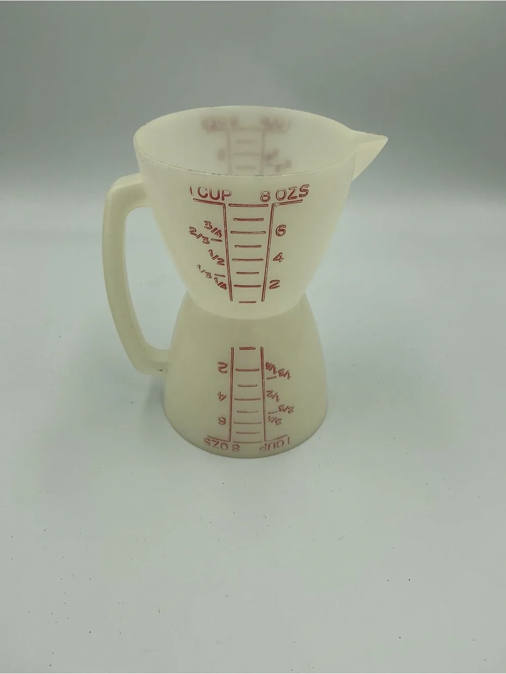 Vintage Tupperware Wet Dry Measuring Cups Twin Double Measure 1 cup 8oz